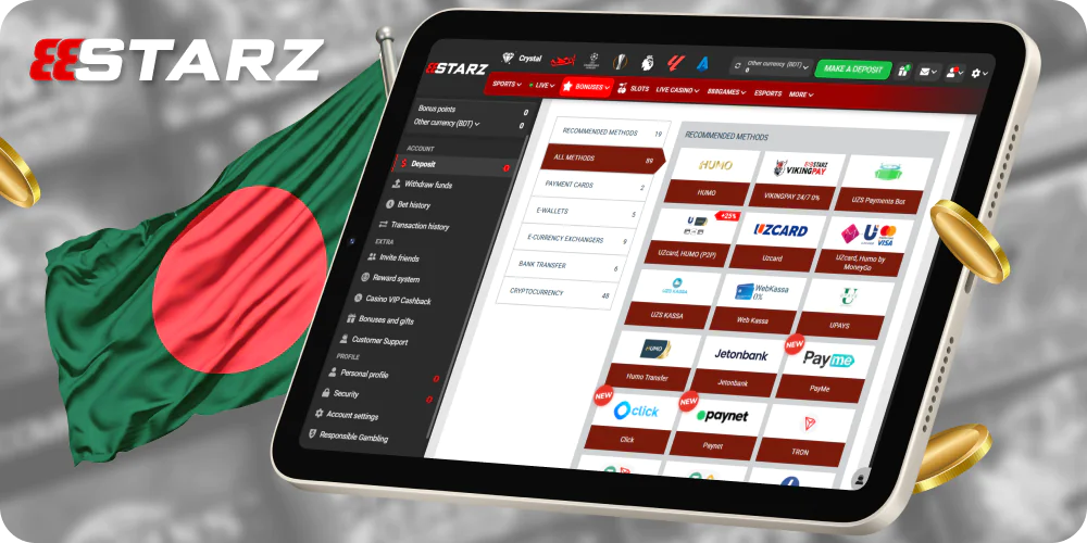 Payments for bengali casino players at 888starz